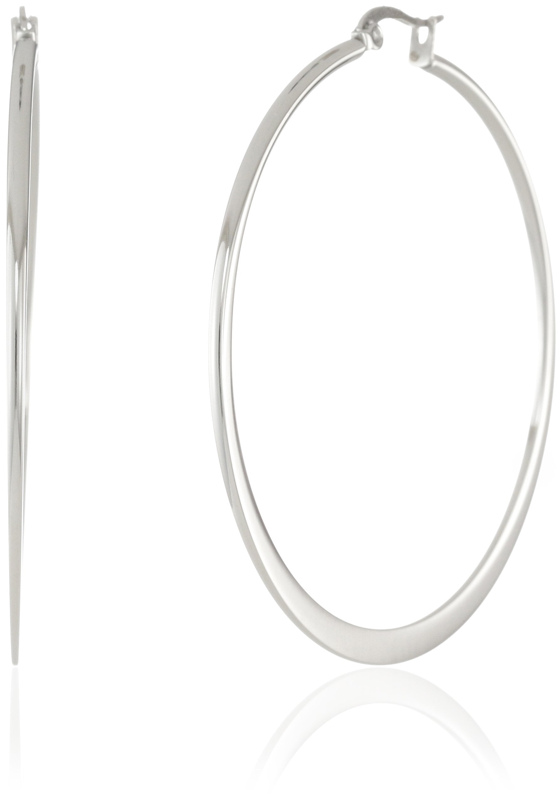 Amazon Essentials Gold Plated or Stainless Steel Flattened Hoop Earrings (previously Amazon Collection)